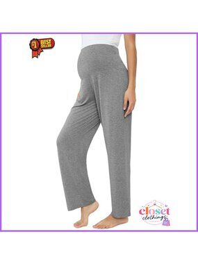 Bamboo Viscose Maternity Sweatpants Over Belly Wide Leg Lounge Pants